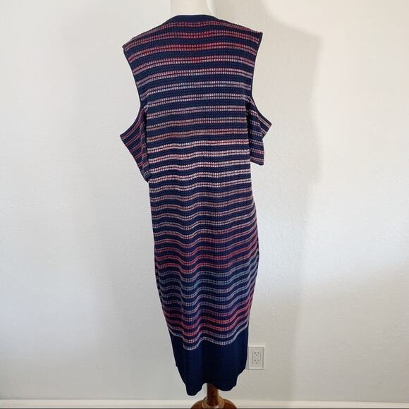 NWT RACHEL Rachel Roy Curves Ombre Striped Cold Shoulder Knit Midi Dress - Picture 9 of 10